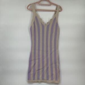 House of Harlow 1960 Striped Knit Dress Purple And Cream